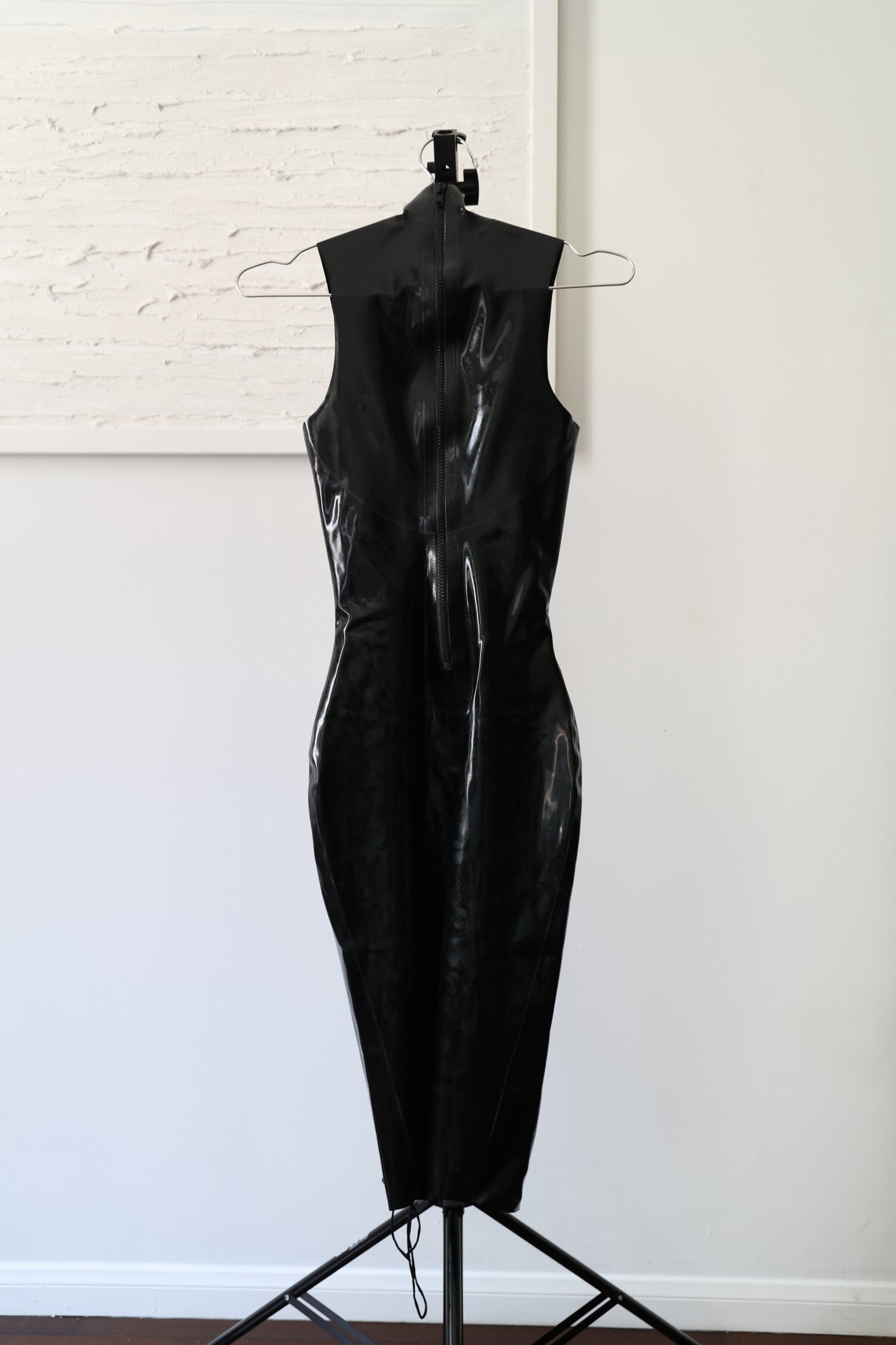 William Wilde Priestess Latex Dress (Bodycon Midi w Gold Hardware) - XS